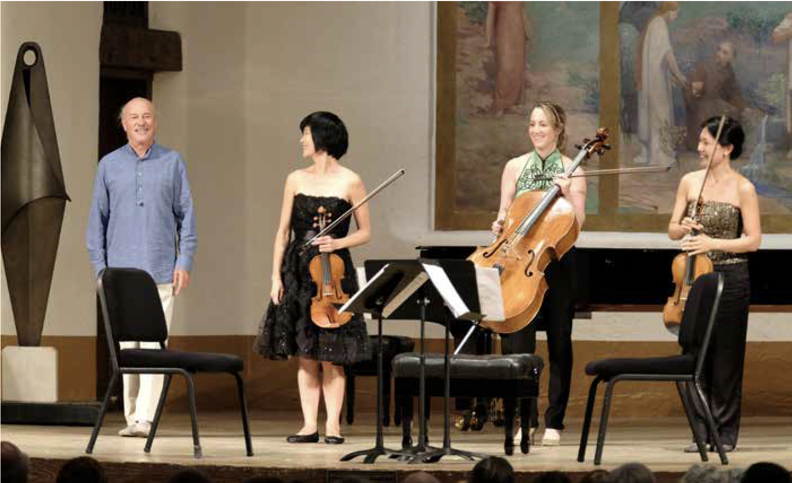 Marc Neikrug and the Variation String Trio following the world premiere of his String Trio in 2017